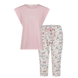 By Louise Dames capri pyjama set roze driekwart