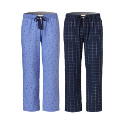 Phil & Co Heren pyjamabroek lang katoen geruit/fruit 2-pack