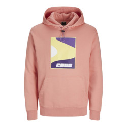 Jack & Jones Jcofast print sweat hood smu koraal