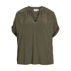 Vila Viyarina v-neck ss top olijf