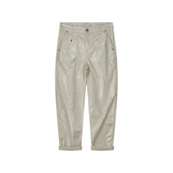 Summum Loose fit pants metallic leaf stretch twill ecru dessin