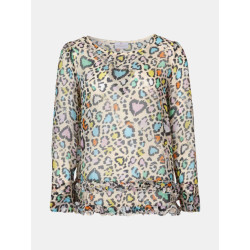 Mucho Gusto Blouse torre di palme beige met multicolor luipaardprint