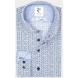 R2 Amsterdam Overhemd extra lange mouw blue stromer accu print 124.wsp.xls.041/014