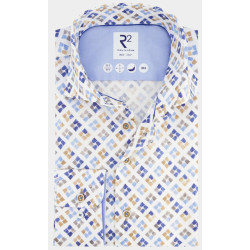 R2 Amsterdam Overhemd extra lange mouw blue beige cups 120.wsp.xls.029/014