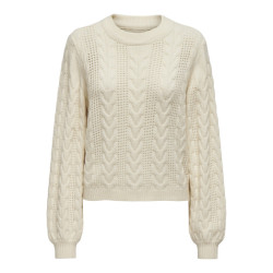 Only Onlrubina ls cable o-neck knt noos ecru