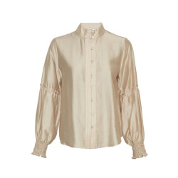 Moss Copenhagen Champagne satijnlook blouse ruffle details kitlyn romina