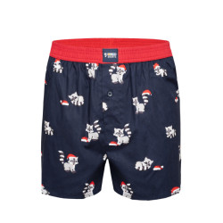 Happy Shorts X heren wijde boxershort met binnenbroek kerst wasbeer print