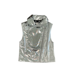 Dutch Dream Denim Meiden gilet kahawa metallic