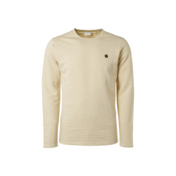 No Excess T-shirt long sleeve crewneck solid jacquard beige