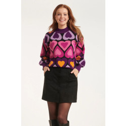 Smashed Lemon 24598 gebreide top met hartjesprint |