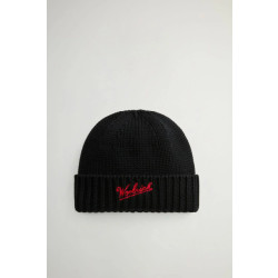 Woolrich Men merino wool logo beanie