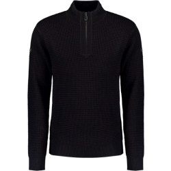 No Excess Pullover half zipper solid jacquard black