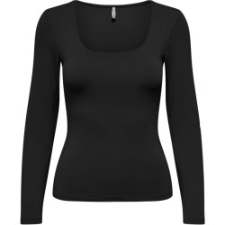 Only Onlea l/s 2-way deep neck top jrs noos black