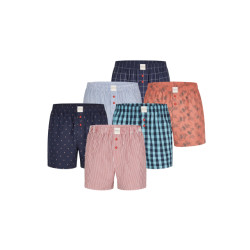 Phil & Co Wijde boxershorts heren geweven katoen multipack 6-pack d400