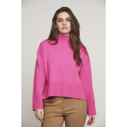 Rino & Pelle Britt.5002413 rino en pelle turtleneck sweater with big cuff and hem magenta