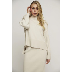 Rino & Pelle Britt.5002413 rino en pelle turtleneck sweater with big cuff and hem birch