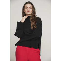 Rino & Pelle Britt.5002413 rino en pelle turtleneck sweater with big cuff and hem black