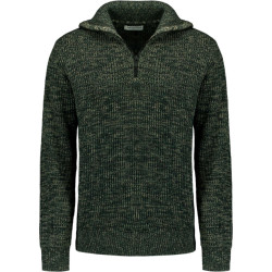 No Excess Pullover half zipper high neck 3 co dark green