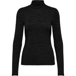 Only Onlbianca l/s roll neck top jrs black/silver glitt