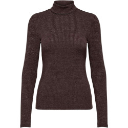 Only Onlbianca l/s roll neck top jrs black coffee/silve