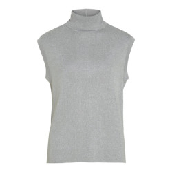 Vila Vixandra highneck sl glitter knit zilverkleurig