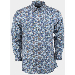 Bos Bright Blue Scotland blue casual hemd lange mouw jerome shirt bd printed popli 24307je08sb/290 navy