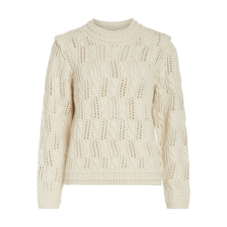 Vila Viovirina o-neck ls detail knit top ecru