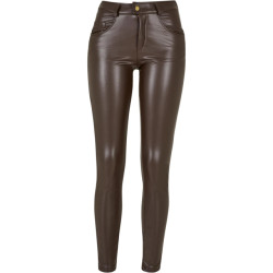 Urban Classics Dames synthetisch leren broek mid rise