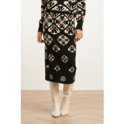 Smashed Lemon 24778 e gebreide rok met grafische bloemenprint |