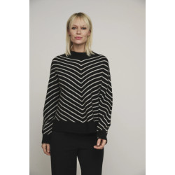 Rino & Pelle Annelie.5002412 mock neck stripe sweater black birch