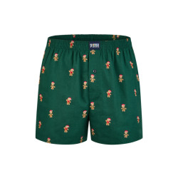 Happy Shorts Heren wijde boxershorts kerst print gingerbread men green