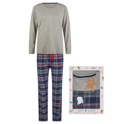Happy Shorts Dames kerst pyjama set shirt + broek giftbox flanel geruit