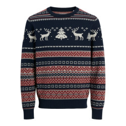 Jack & Jones Heren kersttrui jjxmas snowball blauw/rood