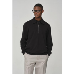 Valenza Stretch cotton polo zip sweater