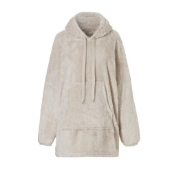 Apollo Dames huggle fleece hoodie loungewear incl capuchon zand