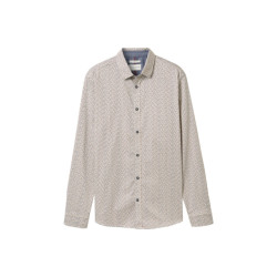 Tom Tailor Printed stretch shirt ecru dessin
