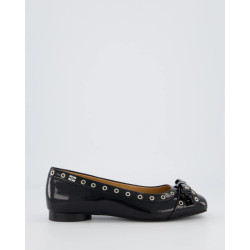 Ganni Dames black eyelet bow ballerinas