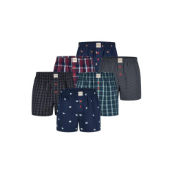 Phil & Co Wijde boxershorts heren geweven katoen pack 6-pack d410