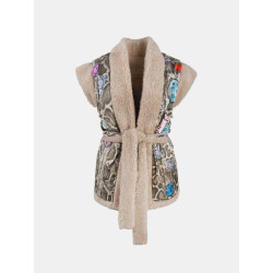 Mucho Gusto ® teddy gilet reversible beige met snake