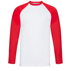 Fruit of the Loom Heren valueweight baseball t-shirt met lange mouwen