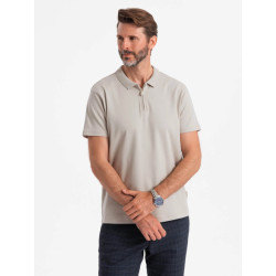 Ombre Poloshirt heren korte mouw met rits licht 0132lg