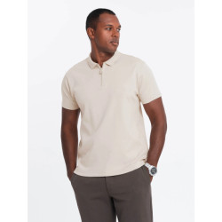 Ombre Poloshirt heren korte mouw met rits creme 0132c