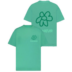 Flaneur Homme Heren flower doodle t-shirt green