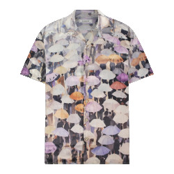 Flaneur Homme Heren umbrella viscose shirt purple