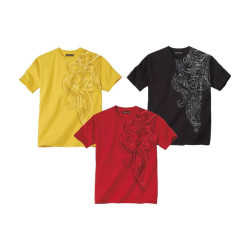Atlas For Men T-shirt met grafische print voor heren (pak van 3)
