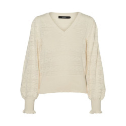 Vila Vicotti o-neck ls knit top ecru