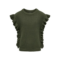 Only Koggitta sl frill vest knit army