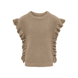 Only Koggitta sl frill vest knit zand