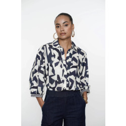 Geisha 53200-20 blouse navy print