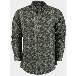 Bos Bright Blue Casual hemd lange mouw green leaves 28402/v03